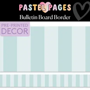 Frosted Mint Stripes Bulletin Board Border | Pastel Pages