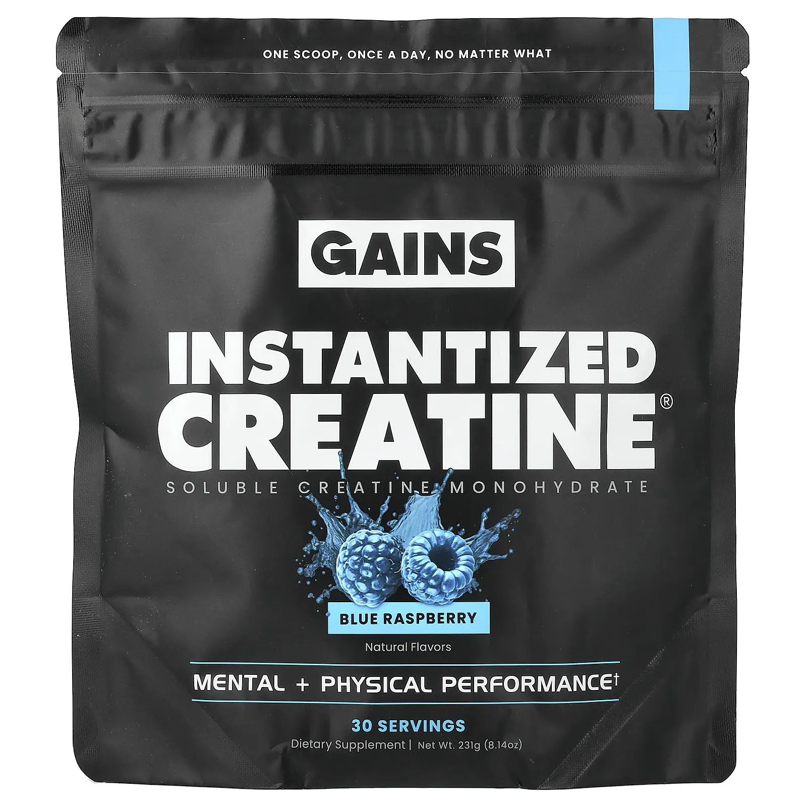 GAINS Instantized Creatine®, Soluble Creatine Monohydrate, Blue Raspberry, 8.14 oz (231 g)