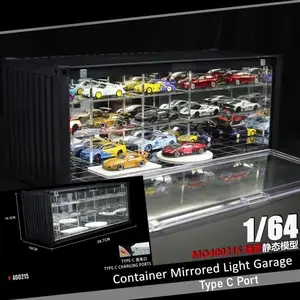 1:64 Diorama Diecast Garage Model LED Lighting Parking Lot Scene Model Cars Display Case Container Repair Shop Gift US
