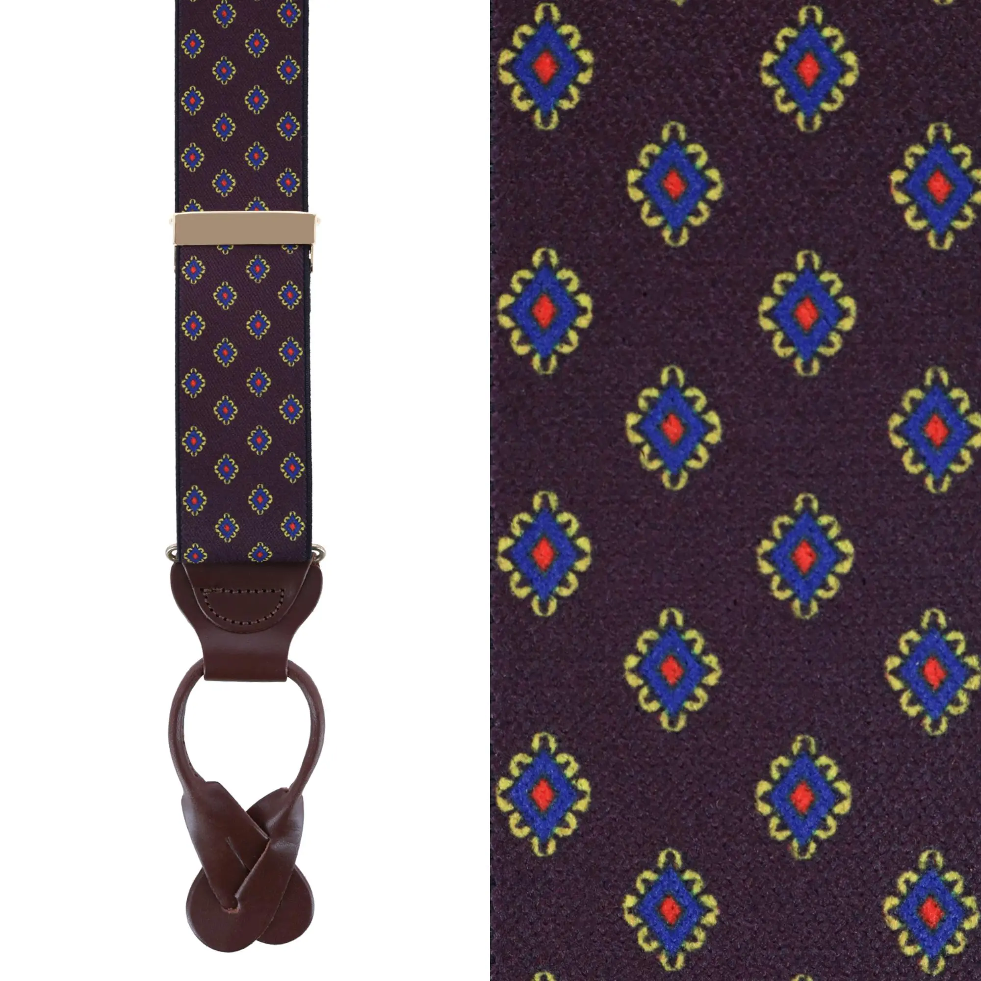 Trafalgar Luxe Diamond Elastic Button End Braces, Button-End Suspenders