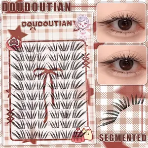 60 individual false eyelash clusters, DIY, Japanese/Korean style, C-curl, natural and realistic, segmented, suitable for beginners, length 10mm–13mm