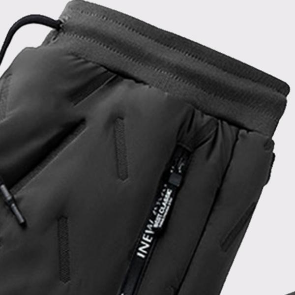 Warm Men's Winter Pants with Zippered Pockets Snow Pants for Hiking Workouts Outdoor Activities Machine Washable Elastic Waistband Drawstring Regular Fit Solid Color Design Top Joggers