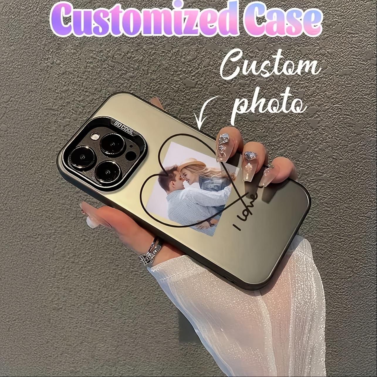 Valentine's Day Exclusive Custom DIY Sexy Sweetheart Photo Transparent Soft Phone Case/Cover, Couple/Family/Baby/Pet Portrait Design for Weddings, Compatible with iPhone 11/12/13/14/15/16/17Pro Max, Vibrant Case - Black