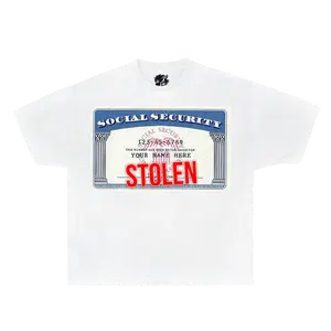 Neniom Stolen Social Security Graphic Tee - Oversized Streetwear T-Shirt | Y2K Vintage Statement Shirt, Unisex Fashion, Soft Black, Comfortable & Stylish Menswear Cotton Tshirt