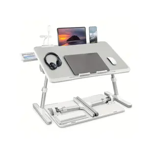 Lap Desk Bed Tray Table,Adjustable Laptop Stand For Bed With USB/Light/Fan/Drawer,Portable Laptop Desk Table For Bed/Couch/Sofa/Reading/Writing,Bed Trays For Eating And Laptops
