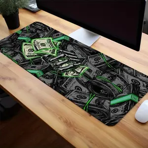Creative Dollar Pattern Extended Mouse Pad, Rectangle Gaming Mouse Pad, Desk Mat With Non-Slip Rubber Base & Stitched Edge, Large Computer Keyboard Mouse Mat For Home Office Game Room Gift, Desk Accessories