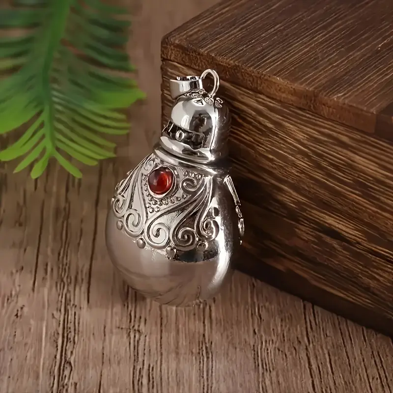 [Vintage Perfume Necklace] Vintage Bohemian 1pc Perfume Bottle Pendant Necklace | Alloy & Cubic Synthetic Zirconia Jewelry with Red Accent, Unisex Fashion Accessory for Men & Women, Unique Gift for Birthdays, Anniversaries cross necklace
