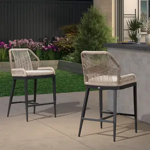 PURPLE LEAF Rattan Bar Stools Set of 2, Modern Counter Stools & Bar Stools with Cushions, Outdoor Bar Stools PURPLE LEAF Rattan Bar Stools Set of 2, Modern Counter Stools & Bar Stools with Cushions, Outdoor Bar Stools