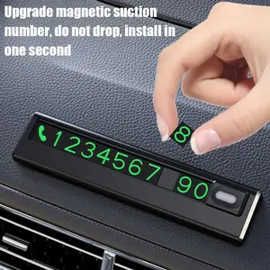 Hidden Car Styling Temporary Parking Card Plate, Metal Alloy Texture, Auto Phone Number Card, Car Sticker for Easy Identification