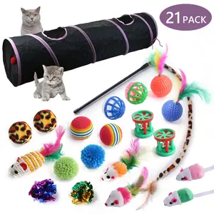 21PCS  Foldable Pet Tunnel for Cats & Dogs - Ideal for Playtime and Training, Portable Interactive Toy Tunnel