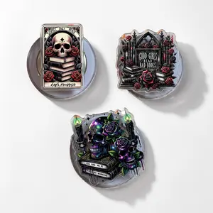 Dark Romance Skull Book MagSafe Phone Grip Set, Magnetic Pop Socket Kickstand, Gothic Bookish Phone Holder, Kindle Grip Gift for Readers