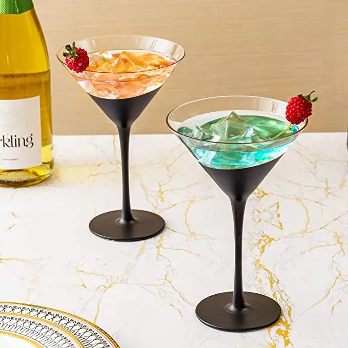 Cocktail Party Drinkware Stemmed Drinking Glass, Modern Martini Glasses, Set of 4