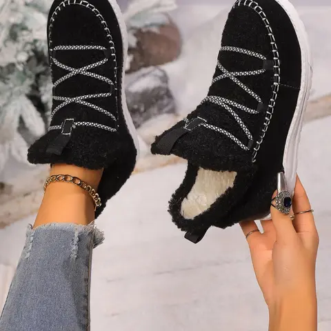 Women's Fashionable Patchwork Design Lace Up Low Top Platform Sneakers, Casual Comfortable Warm Sports Shoes for Outdoor Activities, Female All-match Round Toe Shoes for Daily Wear, Lace Closure Sneakers
