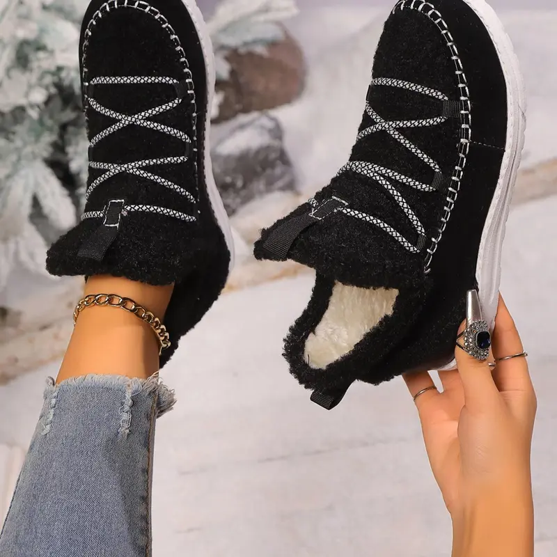 Women's Fashionable Patchwork Design Lace Up Low Top Platform Sneakers, Casual Comfortable Warm Sports Shoes for Outdoor Activities, Female All-match Round Toe Shoes for Daily Wear, Lace Closure Sneakers