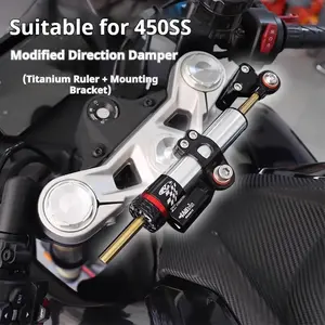Steering Damper Kit for CFMOTO 450SS / 450SR-S - Eliminates Death Wobble with Stabilizer Mount Mounting Bracket Titanium Ruler