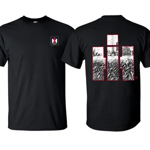 IH Farm Life Black 2-Sided T-Shirt IH Tractor Tee Farm Wear Unisex Short Sleeve USA Made 100% Cotton T-Shirt American Farmer