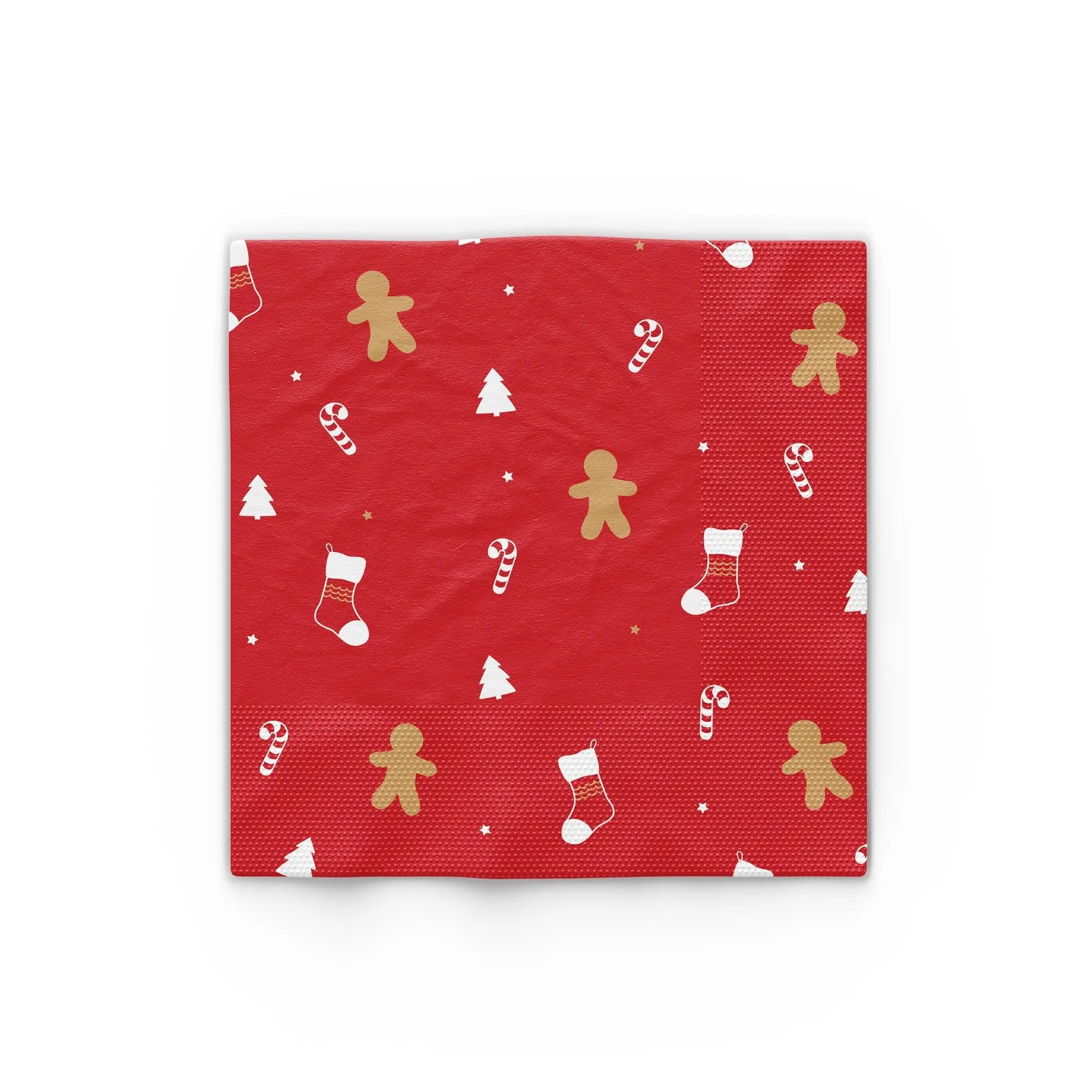 Disposable Classic Christmas Icon Napkins Set - Red Design with Santa Claus, Christmas Tree, Candy Patterns, Ideal for Holiday Tableware