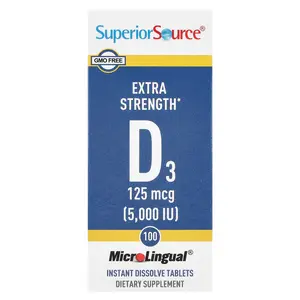 Superior Source D3, 125 mcg (5,000 IU), 100 MicroLingual® Instant Dissolve Tablets