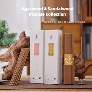 Agarwood & Sandalwood Incense Sticks 200g Pack 16 Unique Flavors for Home Aromatherapy Indian Lao Shan Green Sandalwood Hui’an Agarwood fragrance