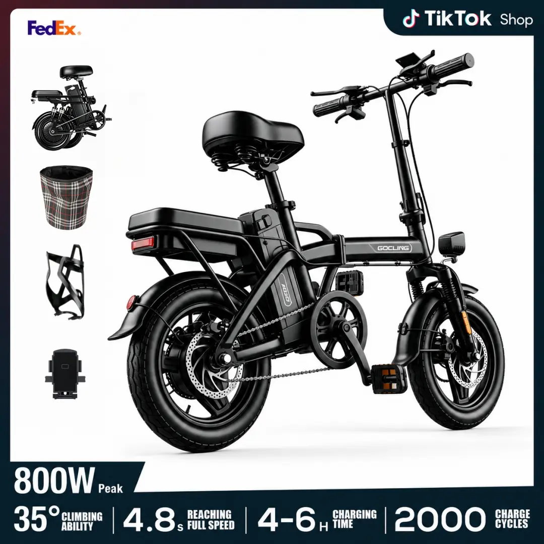 Folding Electric Bike for Adults, Compact Commuter E-Bike, 800W Peak Motor, 50KM Range, Portable Design long-lasting battery