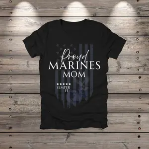 Proud Marines Mom T-Shirt – USMC Mother Support Tee | Semper Fi Military Family Shirt | Patriotic American Flag Design Top | Perfect Veterans Day And Christmas Gift For Marine Moms