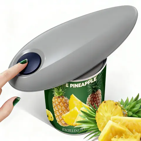 Handheld Battery-Powered Automatic Electric Can Opener with Handheld Design, Button Press Control, Smooth-Edged Design for Effortless Can Opening, Everyday Indoor Recreation Kitchen Use