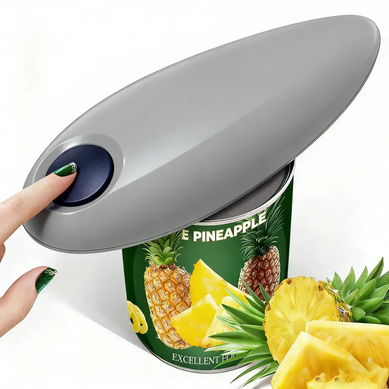 Handheld Battery-Powered Automatic Electric Can Opener with Handheld Design, Button Press Control, Smooth-Edged Design for Effortless Can Opening, Everyday Indoor Recreation Kitchen Use