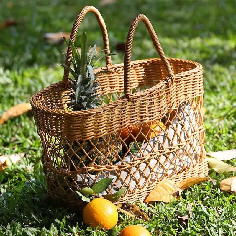 Large Wicker Picnic Basket - Rattan, Camping