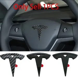 1/2PCS Car Steering Wheel Center Emblem Cover Sticker Decoration Accessories For Tesla Model 3 Mode S X Model Y Juniper Roadster SpaceX Car Interior Decor