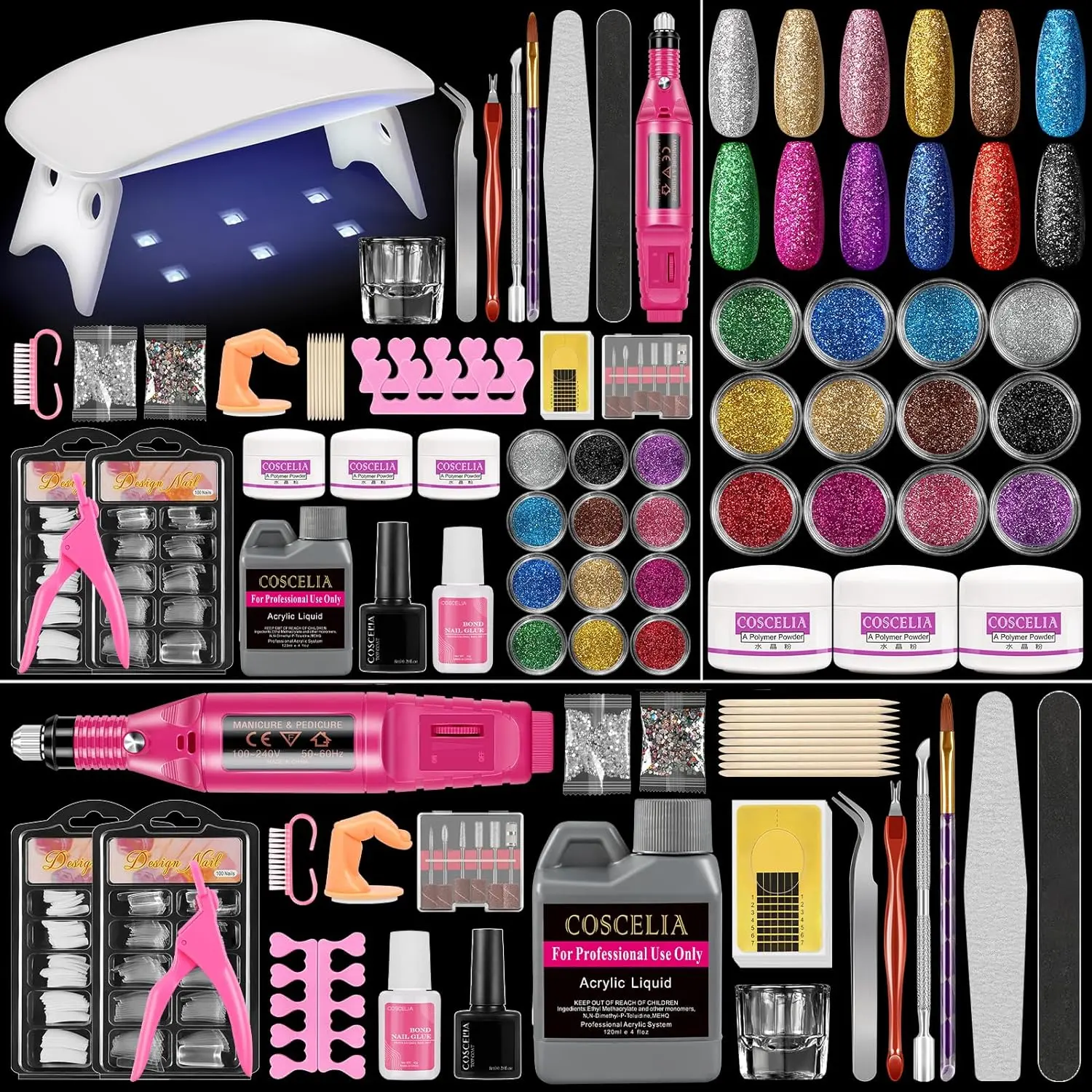 Complete Nail Care Acrylic Nail Art Set for Beginners, Comfortable and Easy DIY Acrylic Nail Kit with Drill and U V Light for Beginners