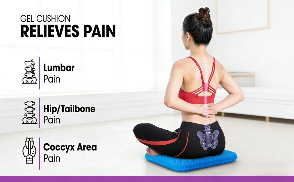 Gel cushion, cooling cushion (extra large and thickened), breathable honeycomb design to absorb pressure points, gel cushion for office chairs, home and car seat cushion, wheelchair cushion