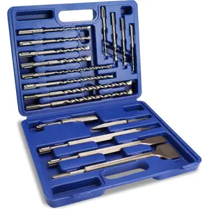 17-Piece SDS-Plus Bits and Chisel Set, Carbide-Tipped Masonry Bits and Chisels for Concrete, Stone, Brick, with Case