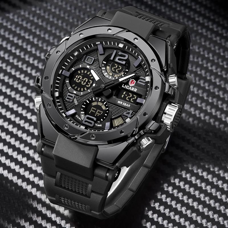 LICARR Men's Quartz Digital Watches Waterproof Alarm Luminous