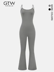 Women's Solid Color Flare Leg Jumpsuit, Casual Comfy Sleeveless Jumpsuit for Summer, Ladies Clothes for Daily Wear