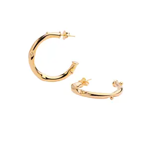 Zaira Bead Textured Hoop Earrings