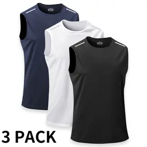 VV Selection-Men's Solid Color Quick Dry Crew Neck Tank Top, Lightweight Breathable Athletic Sleeveless Shirt for Men, Moisture Wicking Gym Running Workout Vest for Summer Training & Fitness