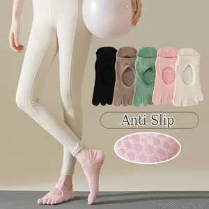 Yoga Socks for Women toe socks non slip Pilates class Hollow out Breathable anti-slip socks five fingers aerobics cotton socks