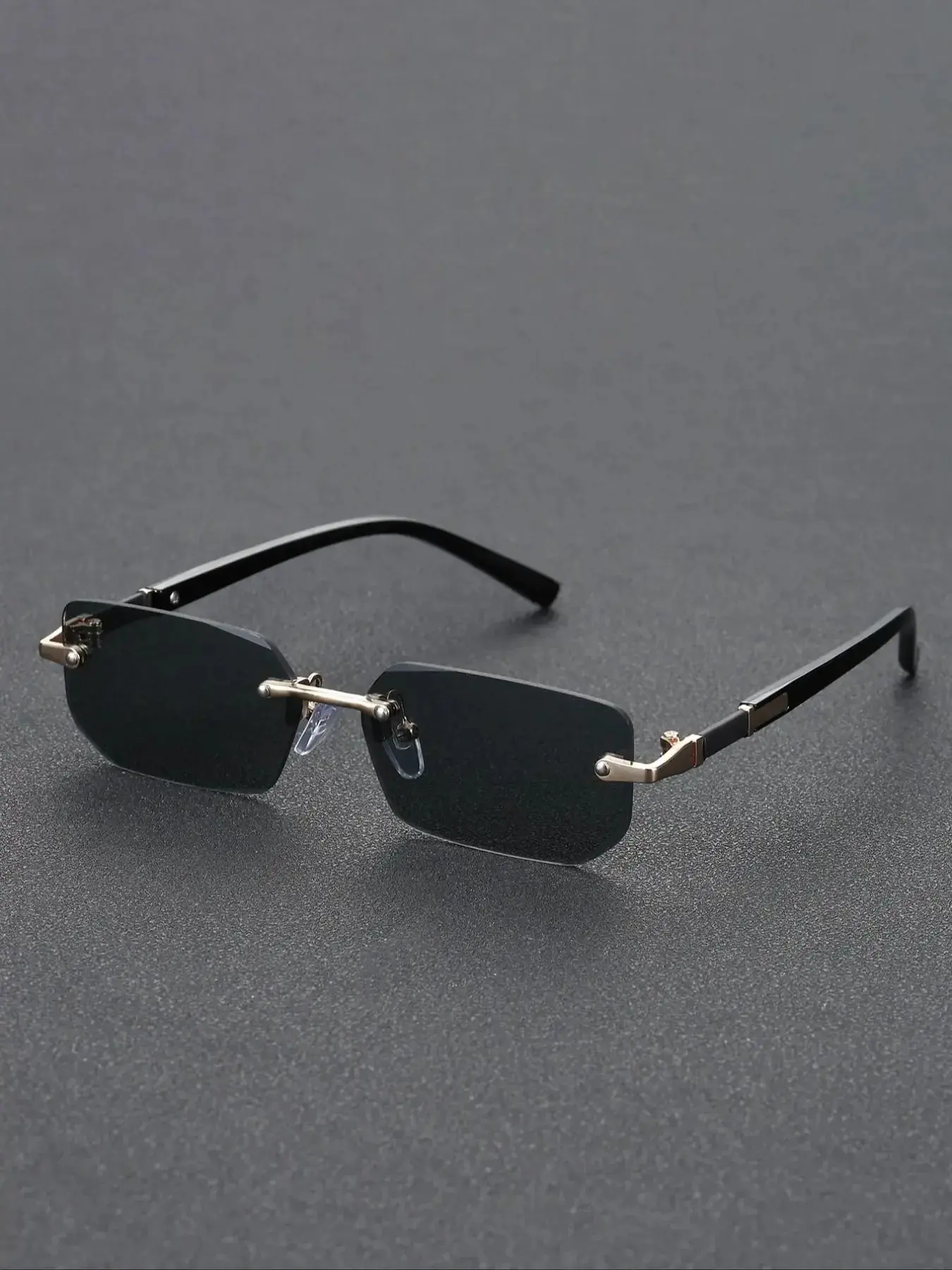 Unisex Frameless Fashion Colored Lenses Modern Sunglasses, Rimless Outdoor Shades, Lightweight High-Quality Design, Trendy Versatile Face-Slimming Style, Perfect for Daily Outdoors, Casual Outdoor Sunglasses