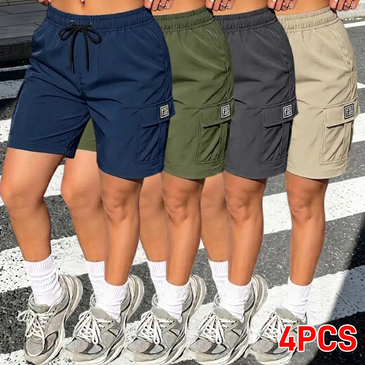 Women's Cargo Bottoms - Large Flap Pockets, Drawstring Waist, 100% Polyester, Quick-Dry, Wrinkle-Free - Practical, Comfy for Daily Commutes, Travel, Bottom