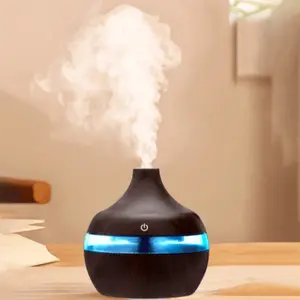 USB Touch Activated Wood Grain Humidifier, Ideal for Rooms & Offices, Aromatherapy Machine, Ultra Quiet Operation, LED Light Options, Humidifier for Home
