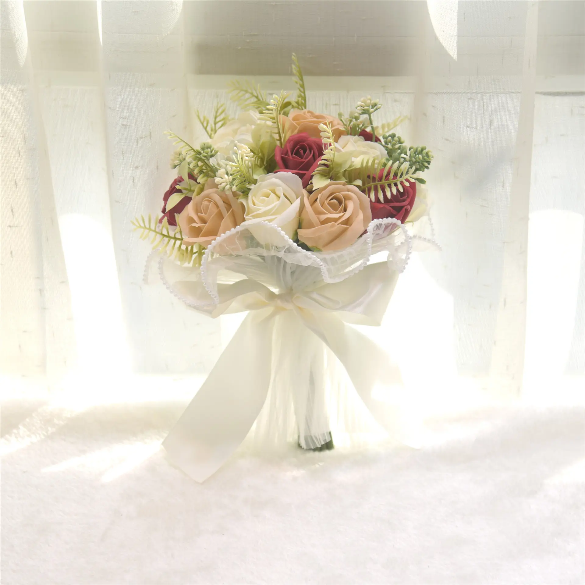 158 Peony Rose Soap Flower Wine Red