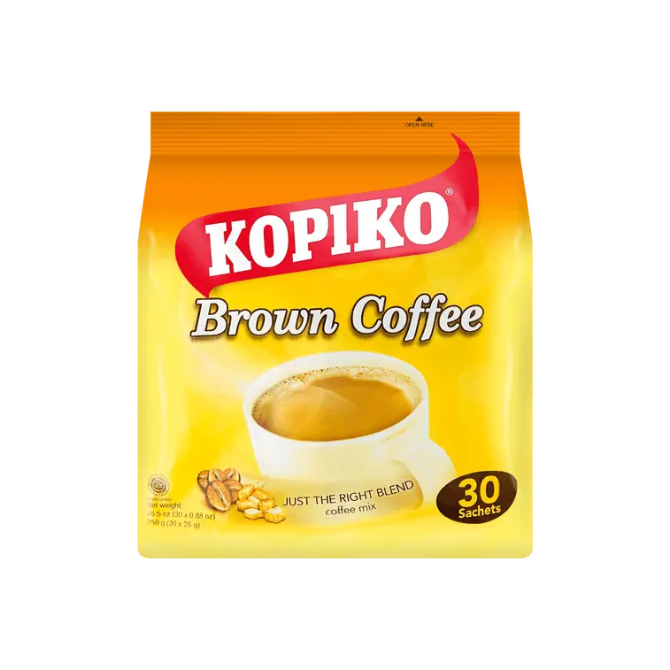 Kopiko Sugar-Infused Instant Brown Coffee Beverage - 25g per Packet, 30-Pack, Packets Instant Coffee