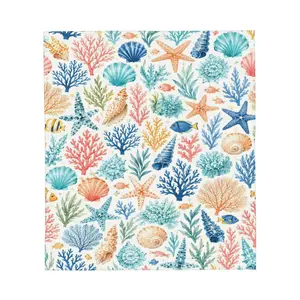 Seashell Coral Blanket Gift Throw Blanket Gift for Beach Lovers Ocean Starfish Coastal Home Decor