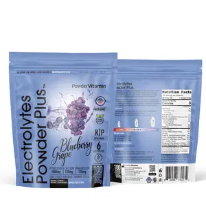 PowderVitamin Electrolytes Powder Plus (100 Servings) Blueberry Grape Electrolyte Powder Zero Calorie Keto, 0 Sugar, No Maltodextrin, 1000mg Potassium, 120mg Calcium, 120mg Magnesium, Hydration Powder Organic Organic