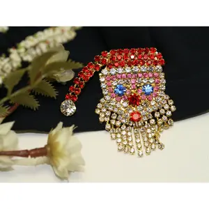 Large Christmas Santa Claus Brooch Pin - Rhinestone Prong Set, Moving Beard, Rhinestone Accents - Holiday Fashion Jewelry Gift for Clothing Collar