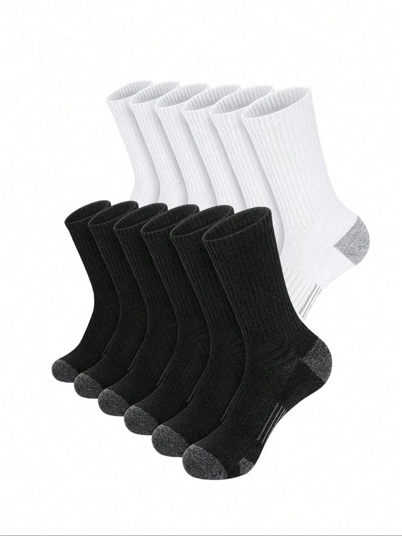 10 Pairs Men's Plain Crew Socks, // Basketball Mid-Calf, Soft Comfortable Breathable, Casual All-Season Socks