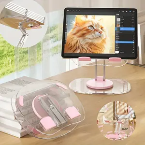 360 ° Rotating Tablet Phone Holder Height Adjustable Portable IPad Stand Transparent And Foldable.