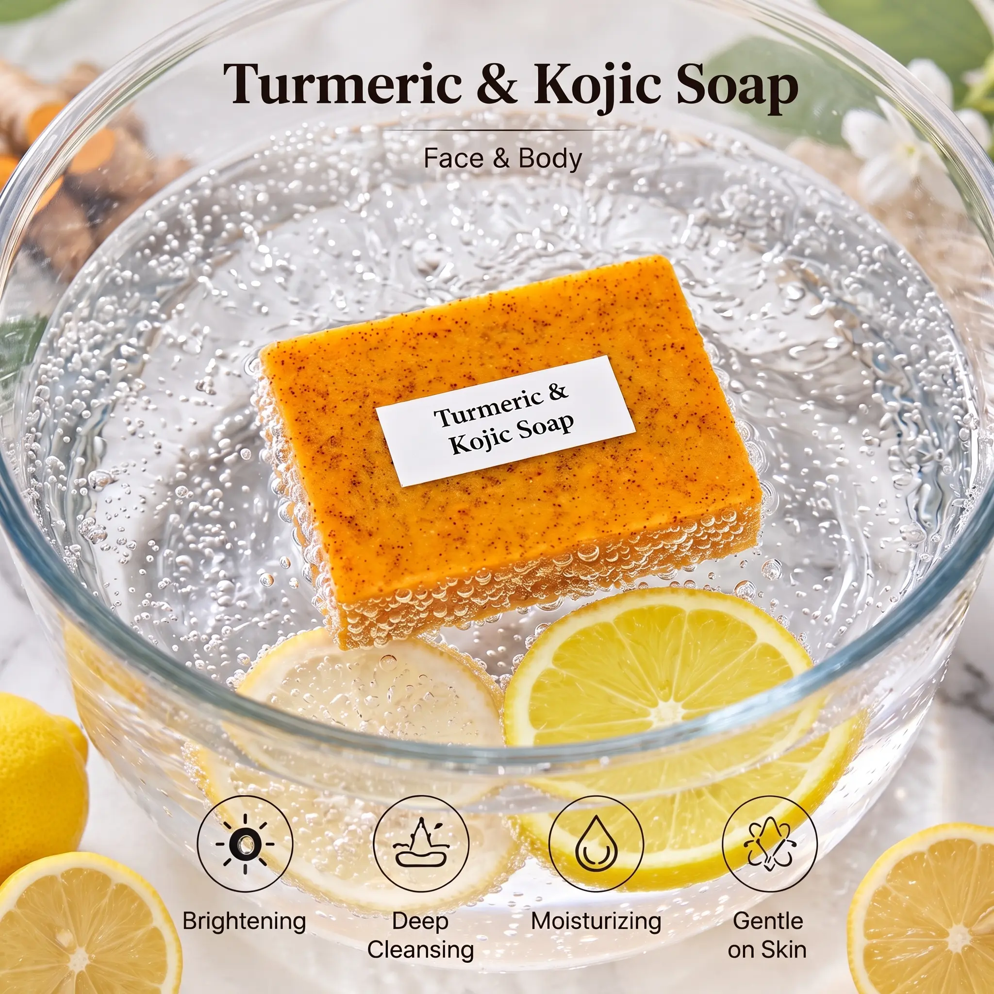 Turmeric  Soap,All-in-one for Face & Body, Deep pore cleansing removes impurities, nourishing moisturizing formula keeps skin soft, gentle daily skincare soap for men and women, ideal summer facial & body clea