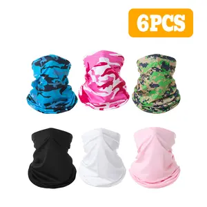 6PCS Sun Protection Face Mask Ice Silk Neck Gaiter for Men Women Cycling Running Hiking UV Protection Adjustable Multifunctional Scarf