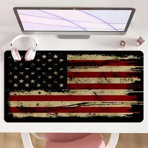 [Gaming Mouse Pad] Ultimate Vintage Grunge American Flag Design Non-Slip MousePad For Desk With Rubber Base & Stitched Edge, Perfect Gift For Home Office Or Independence Day Celebration